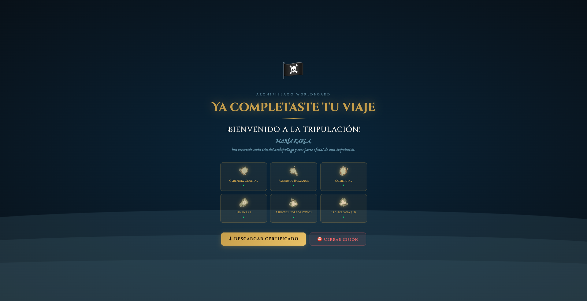 Pantalla de completado